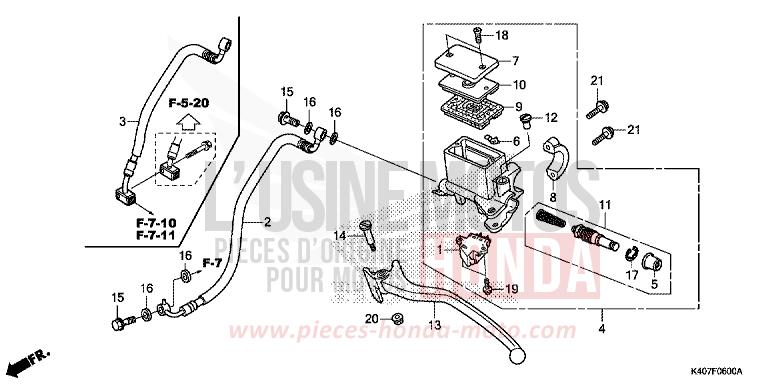 REAR BRAKE MASTER CYLINDER for Forza 125 MAT CARNELIAN RED METALLIC (R384) from 2020